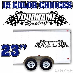 Remolque de 23" nombre personalizado bandera de carrera calcomanía MX ATV motocross Go Kart SX Team - Imagen 1 de 3
