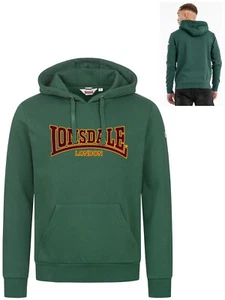 Lonsdale Green Hoodie Classic Flock Print Hooded Sweatshirt Slim Fit Hooded - Picture 1 of 9