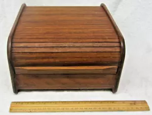 Vintage 60er KALMAR DESIGNS Teak Holz Schreibtisch Organizer Rolltop Abdeckung MCM - Bild 1 von 7