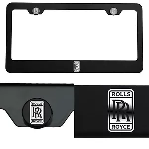 Laser Engraved Rolls Royce Logo Mirror Matte Black License Frame Stainless Steel - Foto 1 di 11
