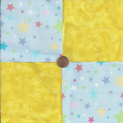 Colorful Stars Yellow Solid 100% Cotton Fabric Quilt Square Blocks kit EU Foto 1 de 3