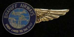 BRANIFF AIR AIRLINE Flight Attendant Stewardess WING PIN UP 707 737 747 DC8 L188 - Picture 1 of 12