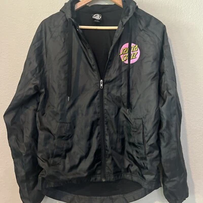 Santa Cruz Original MEDIANO Patineta Cortavientos Chaqueta Retro Rosa Logo NEGRO Foto 1 de 4