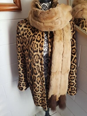 Chaqueta Abrigo Chaqueta Cuello Bufanda Abrigo Piel Real Visón Marten Sable Tails Lujo 7 Pies Envoltura Foto 1 de 4