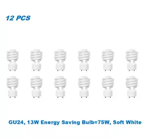 12 Bulbs,Twister GU24,13W Energy Saving Bulb=60W, Soft White 2700K,UL Listed - Picture 1 of 2
