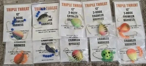 10 PKGS TRIPLE THREAT 12 INCH 3 HOOK CRAWLER HARNESS'S NEW FREE SHIPPING - Picture 1 of 1