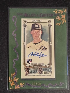 2025 Allen & Ginter Will Warren Green Frame Autograph Mini Auto /50 - Afbeelding 1 van 2
