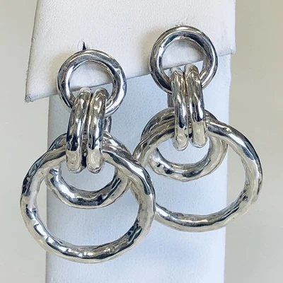 Ippolita Sterling Silver 925 Medium Jet Set Dangle Circles Posts Earrings in box - Image 1 of 4