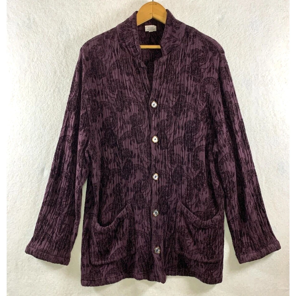 Винтажный CP абажуры женщин текстурированный кнопка верхний Sz L фиолетовый прихотливый ведьмы - Изображение 1 из 4