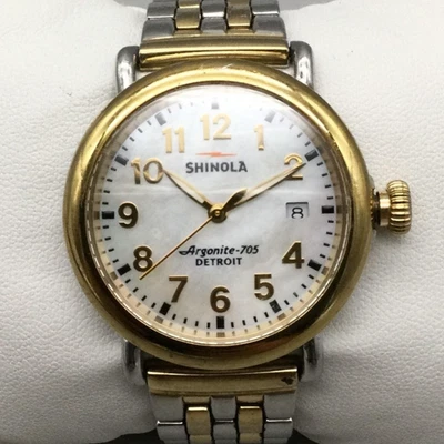 Reloj Shinola Argonite 705 para mujer 35 mm dos tonos esfera sin trapear fecha batería nueva 6" Foto 1 de 4
