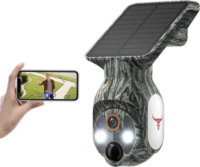 Wireless Solar Security Camera 1080P 360° View Pan/Tilt Color Night 2-Way Audio - Image 1 of 4