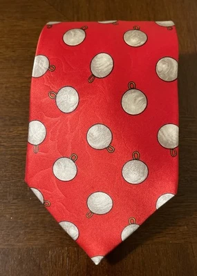 Corbata de Colección Burberry's Burberry Londres Para Hombre 100% Seda Campanas de Navidad Rojo Beige Foto 1 de 4