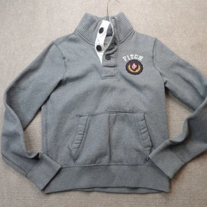 Vintage Abercrombie & Fitch Sweater Medium Gray Button Collar Muscle  Y2K - Picture 1 of 7
