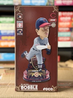 Bob Feller Cleveland Indians 1940 No Hitter Bobblehead MLB Baseball FOCO NEW NIB - Image 1 of 4