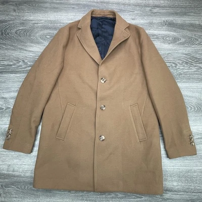 Boggi Milano Coat Mens XL Camel Wool Blend Overcoat Topcoat Three Button Lined - Image 1 of 4