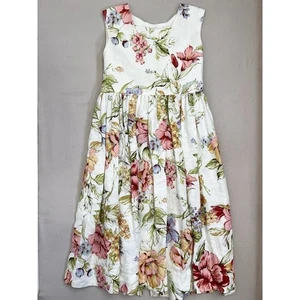 Vintage BEETS N' SNIPS Kids 6X White Floral Sleeveless Pleated Dress - Picture 1 of 8