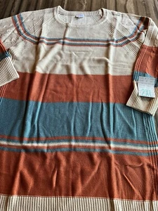 NWT Tan Orange Blue Stripe LuLaRoe LAUREN SWEATER Dress 3XL 3X 26/28 24/26 🦄 - Picture 1 of 12