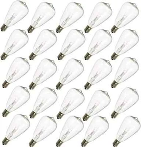 25-Pack ST35 Light Bulbs Replacement Edison Clear Bulbs -5 Watts C7/E12 Screw Ba - Picture 1 of 3