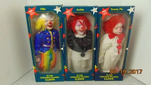 LOT OFF 3 OLLIE-SWEETY PIE- ARCHIE-16-INCH-COLLECTABLE-PORCELAIN-CLOWN-1990 - Picture 1 of 12