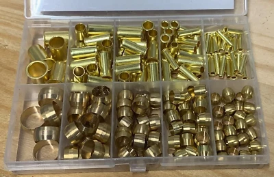 180PCS Brass Compression Sleeves Ferrules & Inserts Tube OD 1/2" 3/8" 5/16" NEW - Image 1 of 4