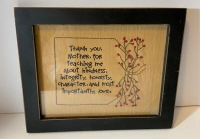 Cubo de flores enmarcado muestreador arte de pared marco negro con vidrio “Gracias madre” Foto 1 de 4