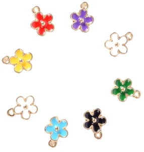 ❤ 20 x GOLD Plated 10mm Small DAISY FLOWER Enamel Charms Pendant Jewellery UK ❤ - Picture 1 of 11