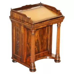 ANTIQUE ORIGINAL REGENCY CIRCA 1810-1820 ROSEWOOD BROWN LEATHER DAVENPORT DESK - Picture 1 of 22