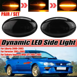 2x Dynamic LED Side Light Turn Signal Lamp For Subaru Impreza Wrx 02-07 Forester - Picture 1 of 8