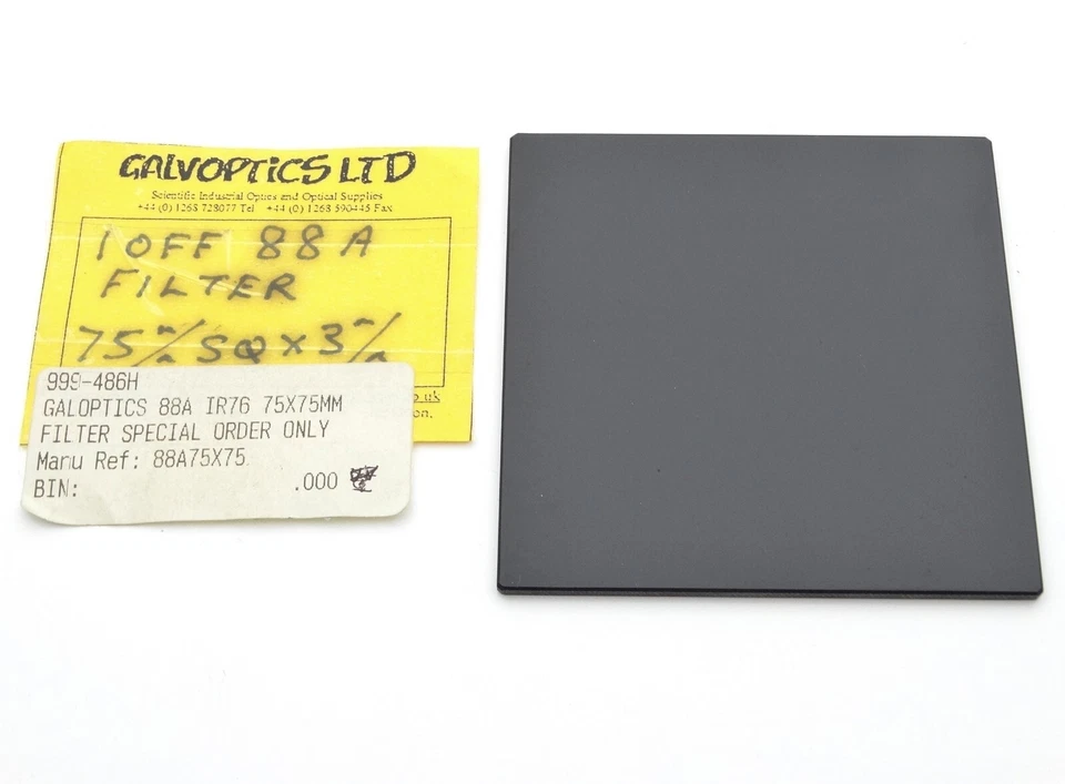 Galvoptics 75x75mm 88A IR76 Infrared Pass Filter - Top Quality Glass - Image 1 of 1