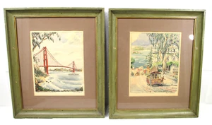 Ivy F Constance Impresiones Firmadas Casa Humpreys y Puente Golden Gate Enmarcado Usado - Imagen 1 de 14