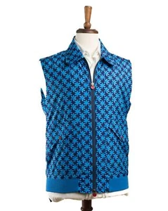 Kiton Napoli $1,250 NWT Blue Navy Floral Zip Up Lightweight Vest M (50 IT) - Picture 1 of 7