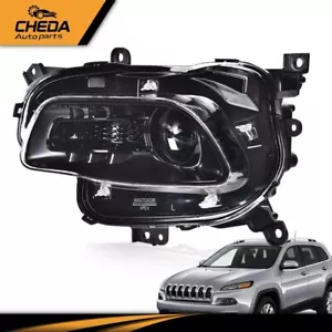 Headlight Left Driver Side Black Trim With Bulb Fit For 2014-2017 Jeep Cherokee - Picture 1 of 12