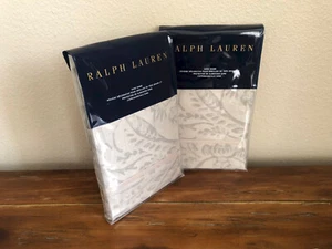 2 Ralph Lauren Fleur Du Roi King Pillow Shams Pair Gray Silver Floral Scroll - Picture 1 of 6