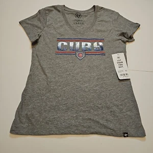NWT Chicago Cubs MLB '47 Brand Gray V-Neck T-Shirt Women’s Medium New With Tags - Picture 1 of 11