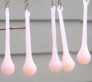 12 rare Art real glass crystal prism Pink Rose Opaline lamp chandelier part 3" - Picture 1 of 12