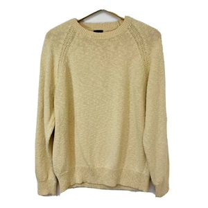 J Crew Cotton Crewneck Sweater Men Large Beigh Peach Long Sleeve Heavyweight - Picture 1 of 10