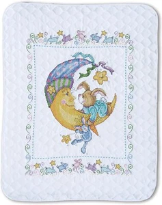 Design Works Crafts Tobin, 34" x 43" Stamped Baby Quilt, Bunny,Cross Stitch Kits - Picture 1 of 2
