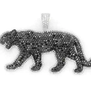 3Ct Round Cut Lab-Created Diamond 14k Two-Tone Gold Plated Halo Panther Pendant - Picture 1 of 3