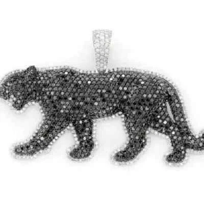 3Ct Round Cut Lab-Created Diamond 14k Two-Tone Gold Plated Halo Panther Pendant - Image 1 of 3