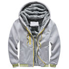 Mens Winter Warm Fleece Lined Jacket Thicken Long Sleeve Hoodie Swearshirts Coat