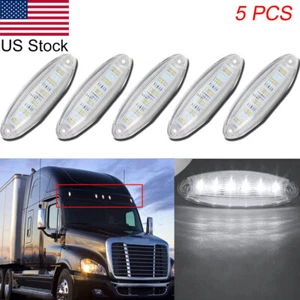 5x White LED Raised Roof Clearance Marker Lights For Freightliner Cascadia 08-21 - Picture 1 of 5