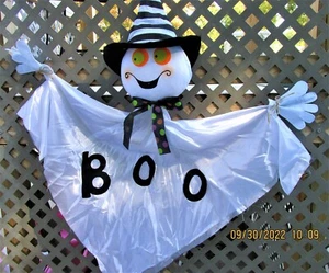 HALLOWEEN Ghost Boo with Hat Hanging Décor 36 in wide - Picture 1 of 8