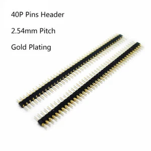 2.54mm Pitch 40P Pins Header Male PCB Single Row Connector Round Gold Plating - Picture 1 of 2