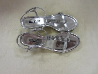  New UNLISTED KENNETH COLE Size 6 M Shoes Dressy Sandals Silver 2-1/4" Heels - Image 1 of 4
