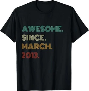 12 Years Old Awesome Since March 2013 12th Birthday T-Shirt Hoodie - Picture 1 of 11