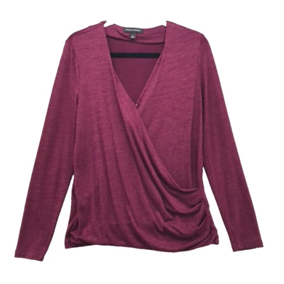 Acogedor suéter envolvente Banana Republic para mujer pequeño rojo borgoña manga larga negocios Foto 1 de 4