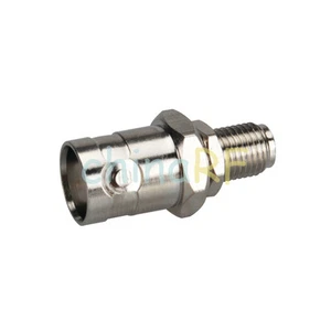 SMA Female bulkhead to BNC Jack Nickel for walkie-talkie Radio Antenna Adapter - Picture 1 of 3