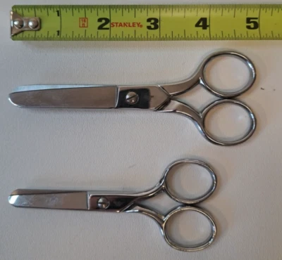 2 Pair Gingher Scissors 5 Inch and 4" Rounded Pocket Shears Italy Blunt Tip