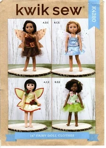OOP Kwik Sew 4280 Fairy Costume Clothes for 14" (36cm) Doll Sewing Pattern Uncut - Picture 1 of 7