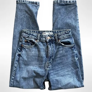 Zara Mom Jeans Women’s Size 4 High Rise Tapered Leg Medium Wash - Picture 1 of 5